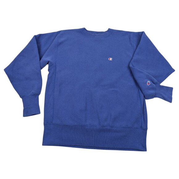 Vintage 90s Champion Reverse Weave Blue Blank Crewneck Sweatshirt Size L - Picture 2 of 12